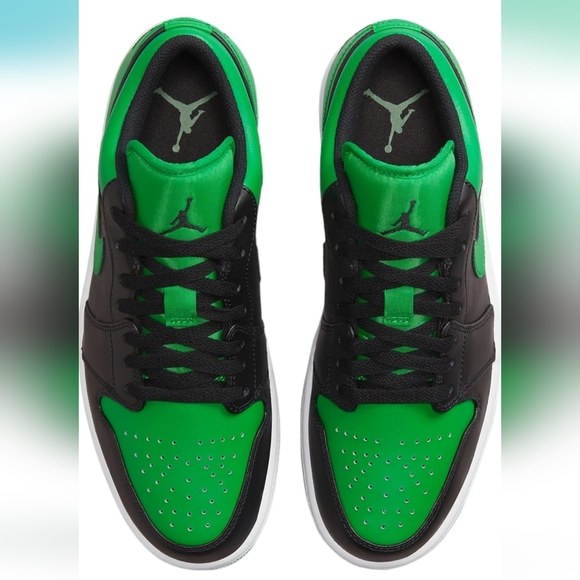 Men's 9.5 Air Jordan 1 Elevate Low Sneakers Black Green and White - Picture 3 of 5